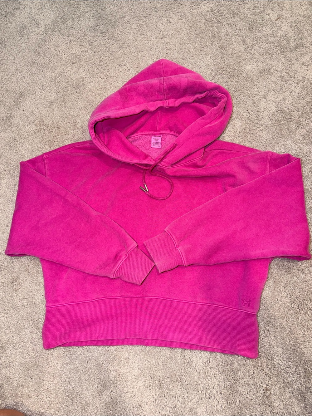 PINK Victoria's Secret Bright Pink Cropped Hoodie